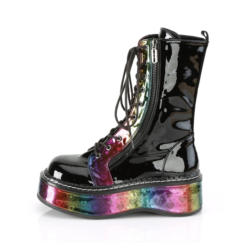 Femme Noir Multicolore Bottes Hautes Demonia Emily-350 - france JEG-2665414