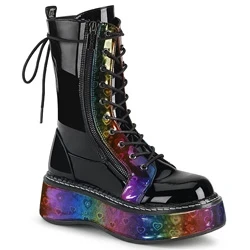 Femme Noir Multicolore Bottes Hautes Demonia Emily-350 - france JEG-2665414