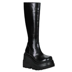 Femme Noir Bottes Hautes Demonia Shaker-100 - france BYY-6393632