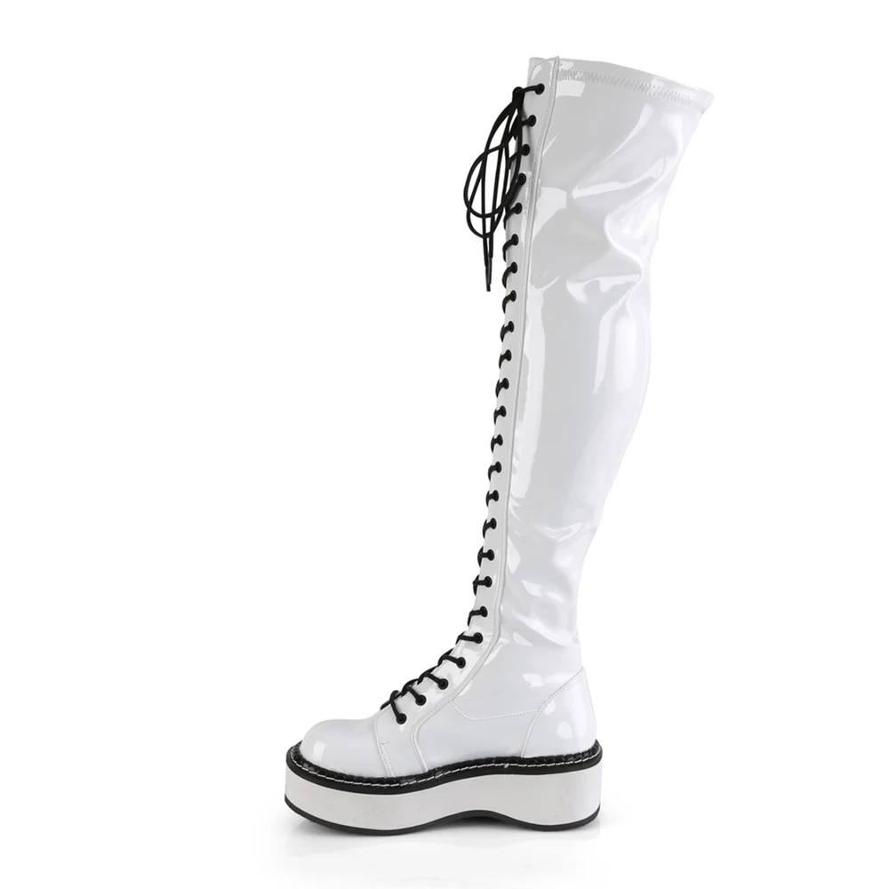 Femme Blanche Bottes Hautes Demonia Emily-375 - france YBM-3013725