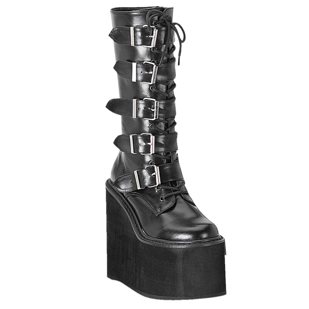 Femme Noir Bottes Hautes Demonia Swing-220 - france KHG-3615849