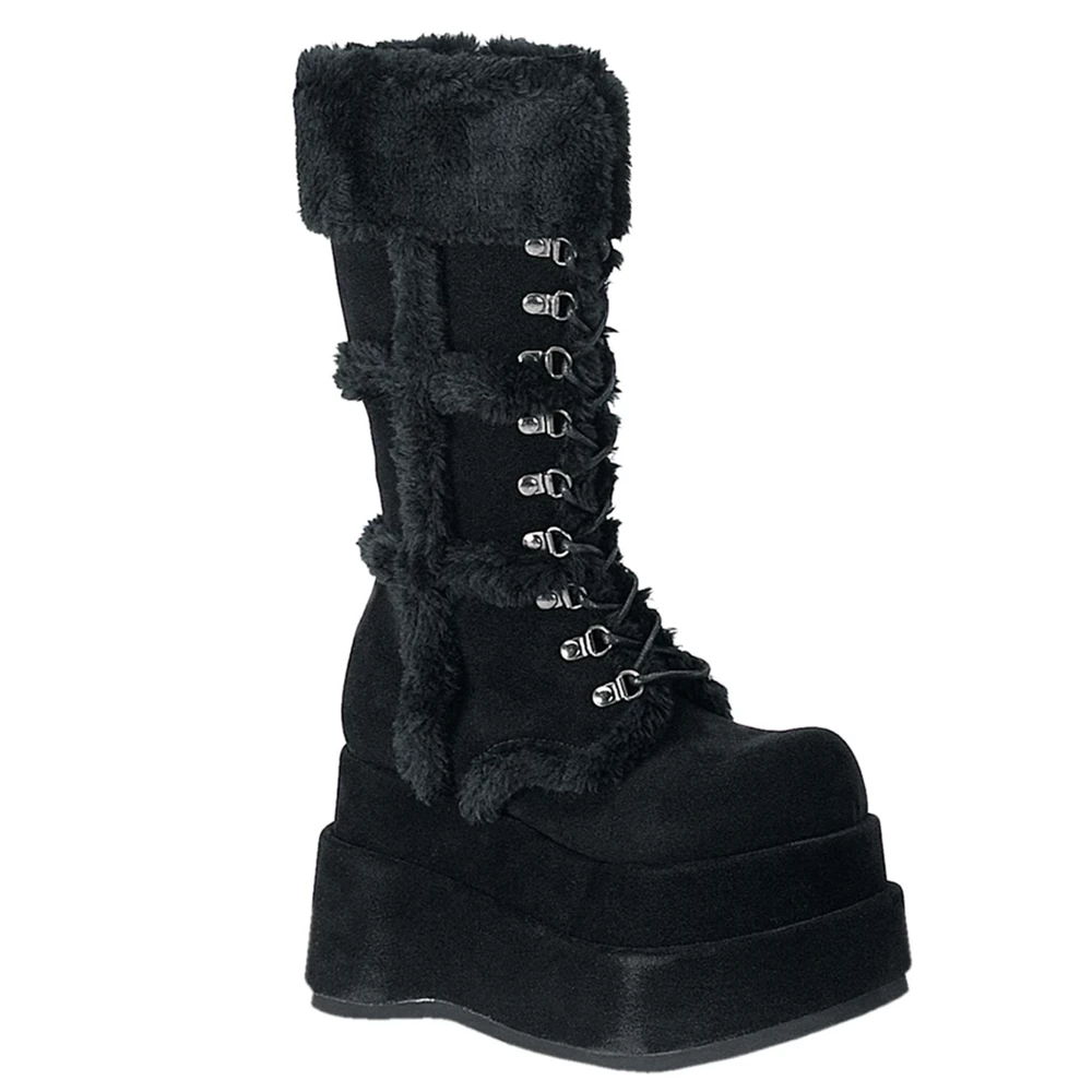 Femme Noir Bottes Hautes Demonia Bear-202 - france NBL-5909791