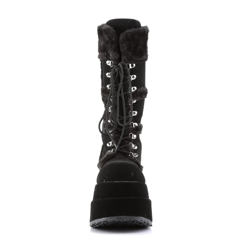 Femme Noir Bottes Hautes Demonia Bear-202 - france NBL-5909791