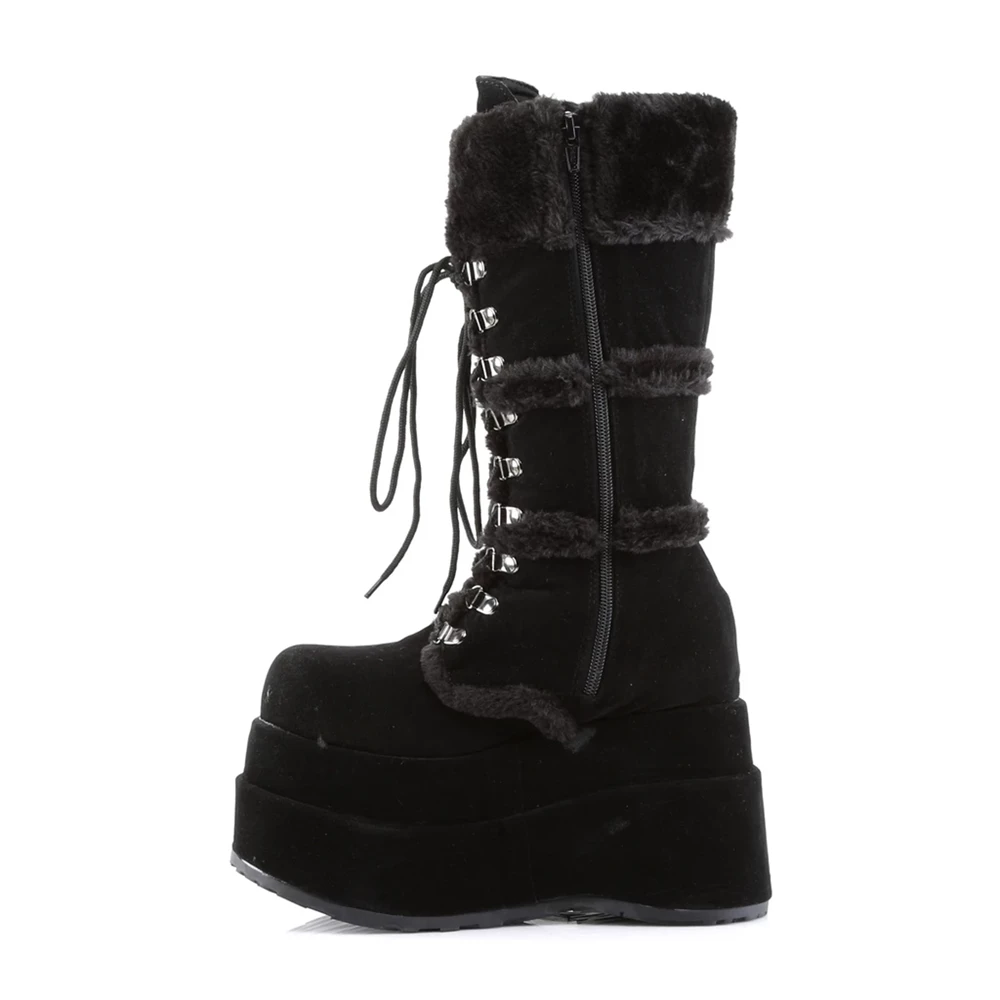 Femme Noir Bottes Hautes Demonia Bear-202 - france NBL-5909791