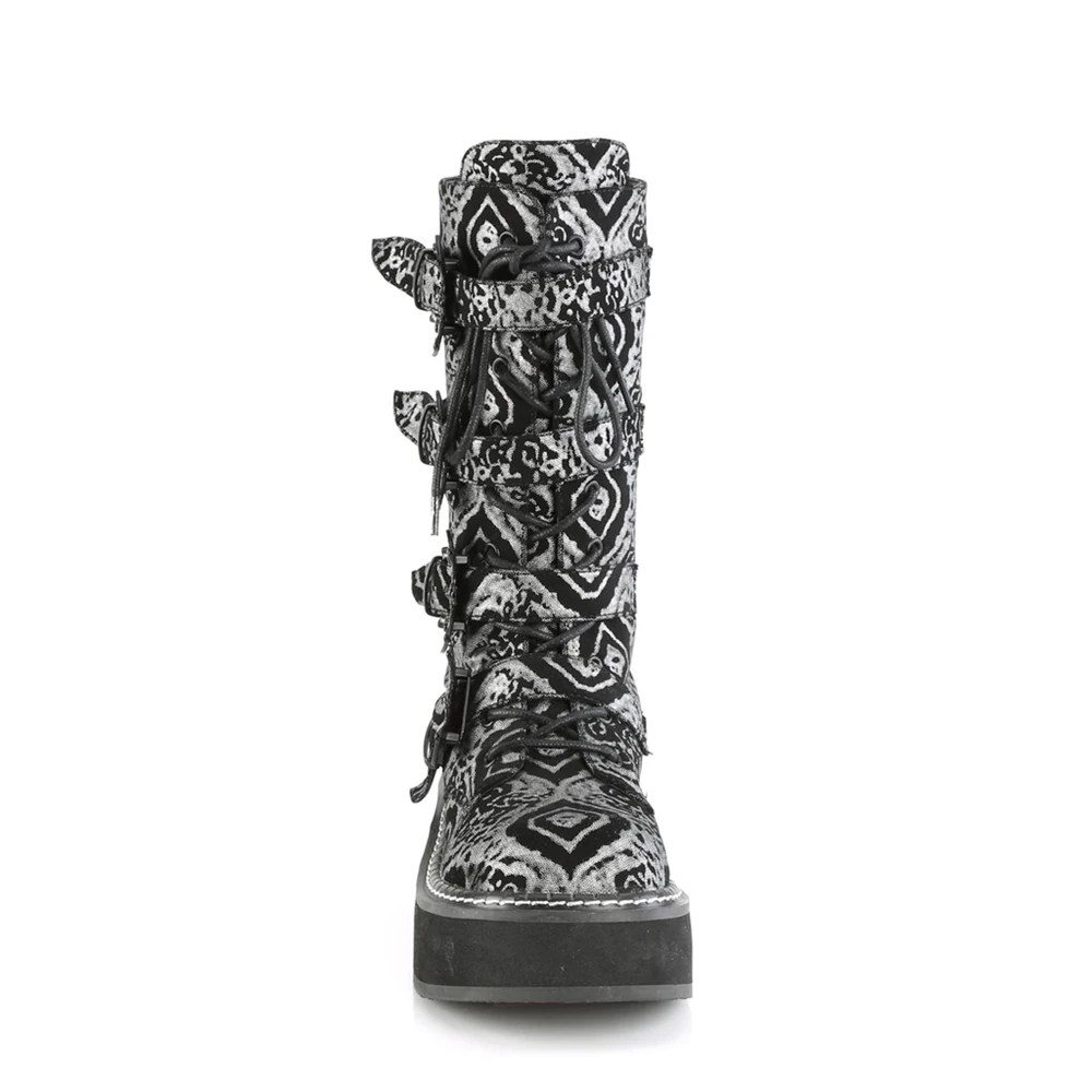 Femme Noir Argent Bottes Hautes Demonia Emily-322 - france VRC-1543924