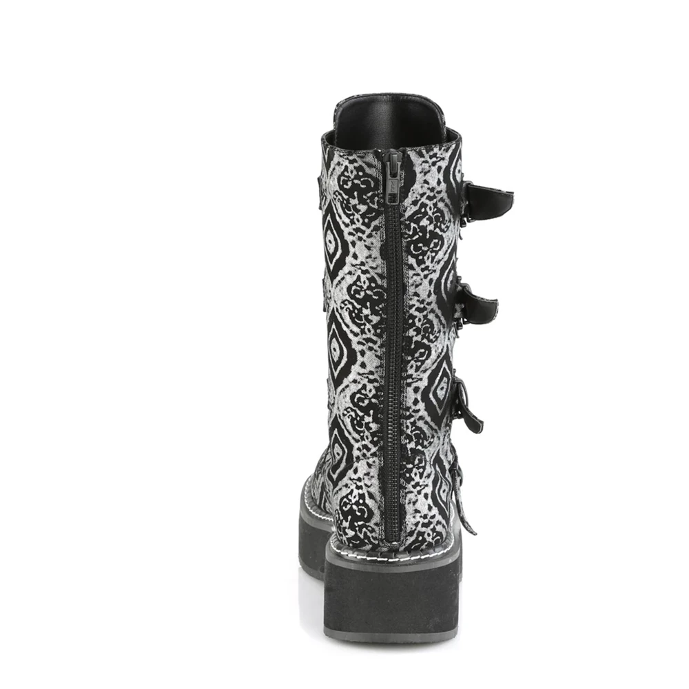 Femme Noir Argent Bottes Hautes Demonia Emily-322 - france VRC-1543924