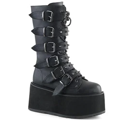 Femme Noir Bottes Hautes Demonia Damned-225 - france YSB-7431646