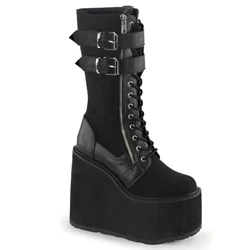 Femme Noir Bottes Hautes Demonia Swing-221 - france PKX-5847278