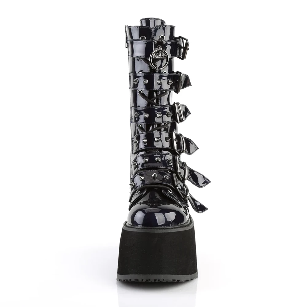 Femme Noir Bottes Hautes Demonia Damned-225 - france BWO-9590583