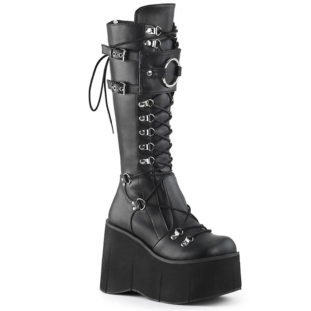 Femme Noir Bottes Hautes Demonia Kera-200 - france SUS-7466752