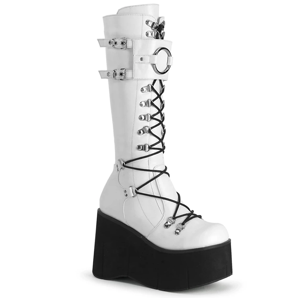 Femme Blanche Bottes Hautes Demonia Kera-200 - france RXU-0839714