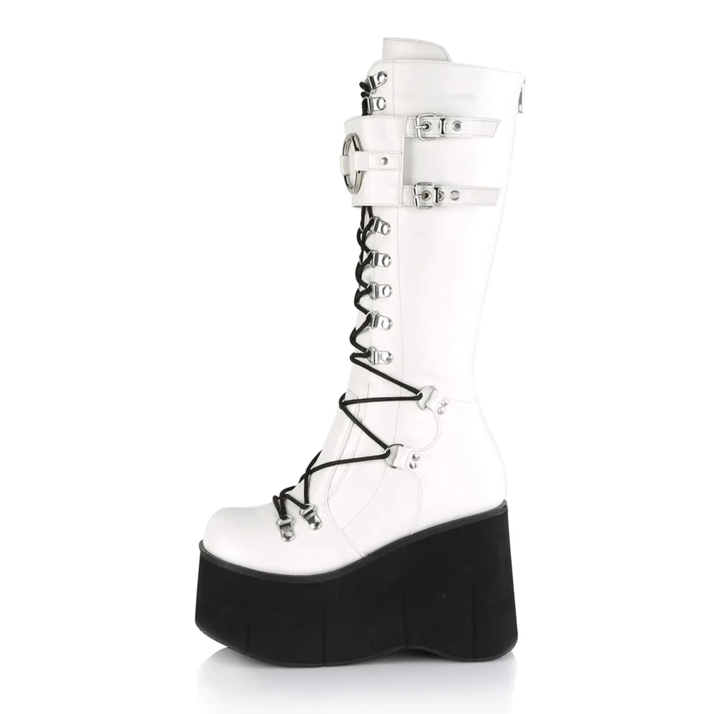 Femme Blanche Bottes Hautes Demonia Kera-200 - france RXU-0839714