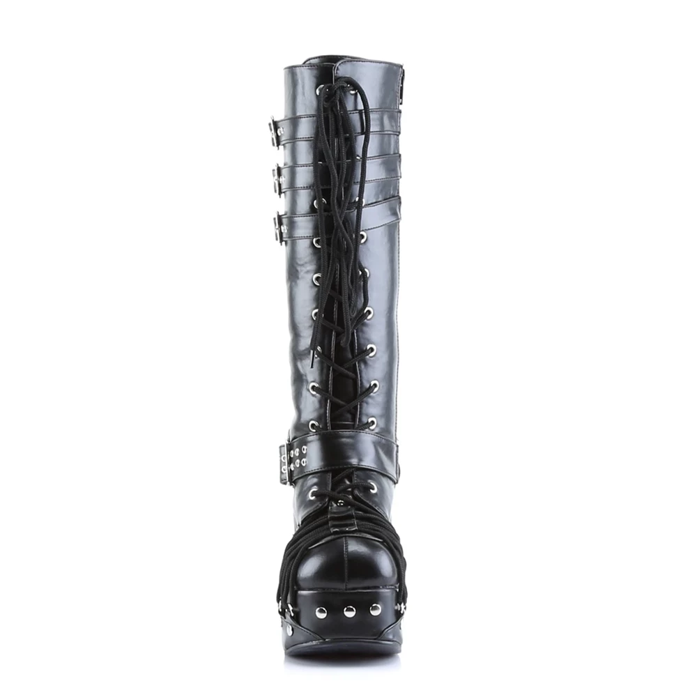 Femme Noir Bottes Hautes Demonia Charade-206 - france QAS-2289310