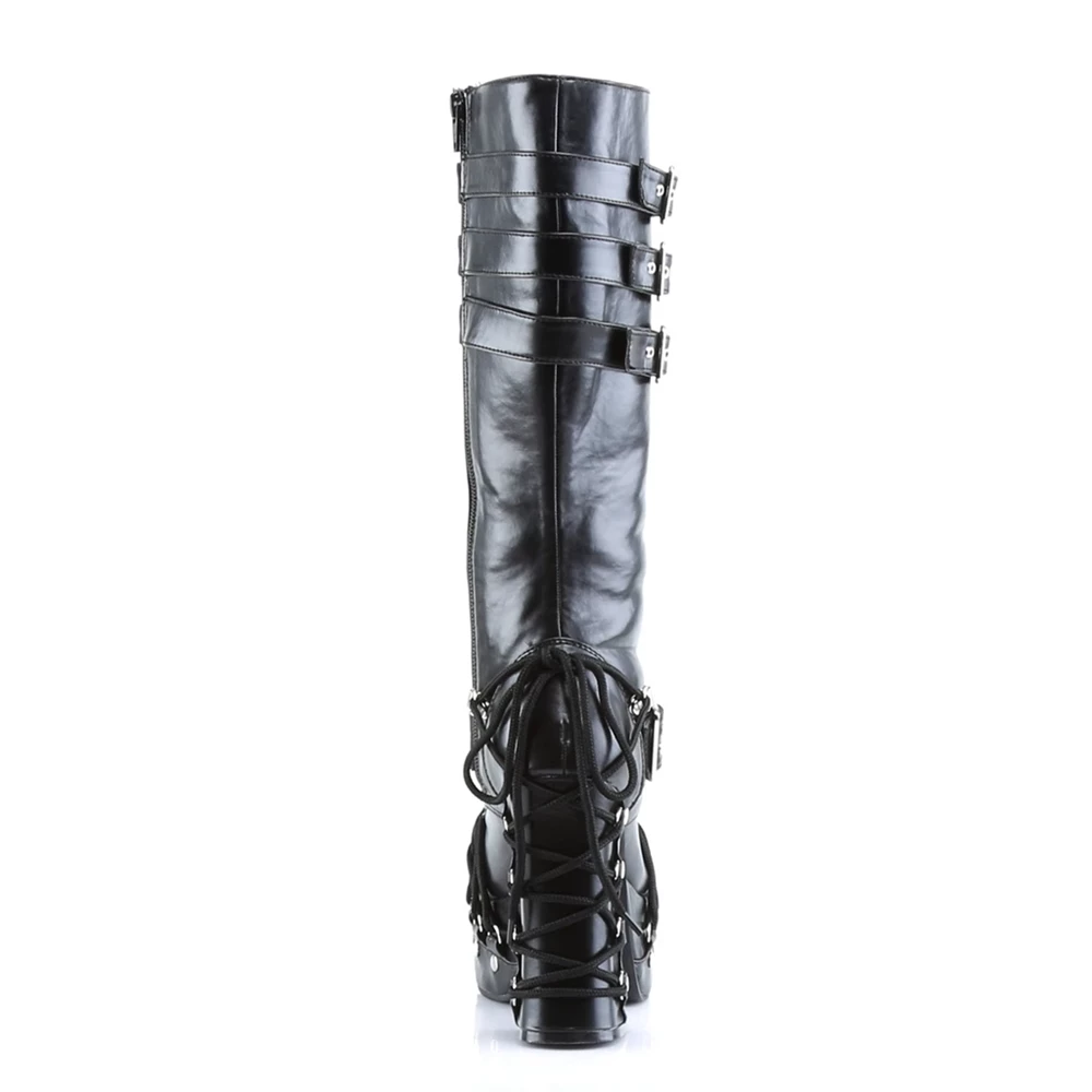 Femme Noir Bottes Hautes Demonia Charade-206 - france QAS-2289310