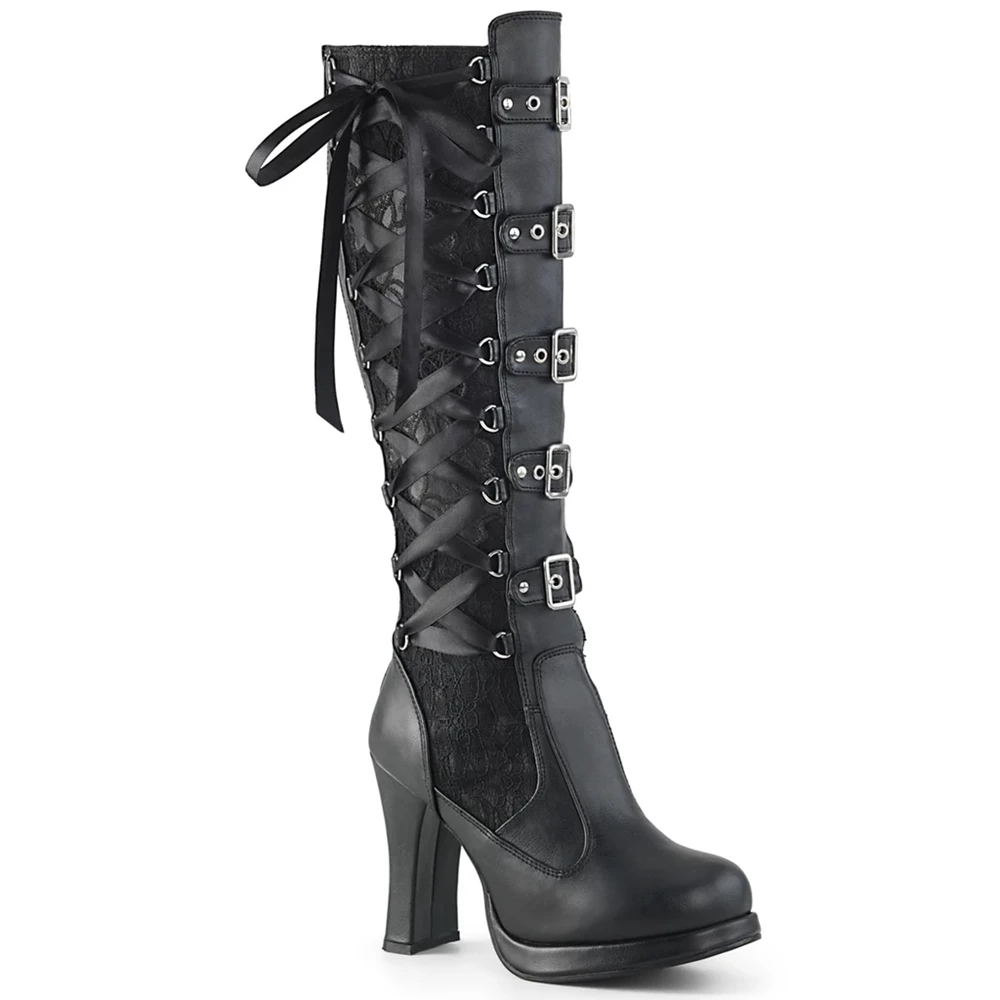 Femme Noir Bottes Hautes Demonia Crypto-106 - france NZN-2558733