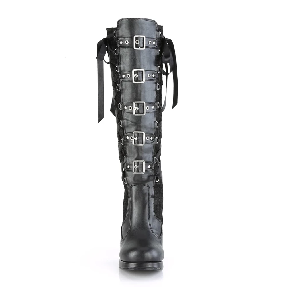 Femme Noir Bottes Hautes Demonia Crypto-106 - france NZN-2558733