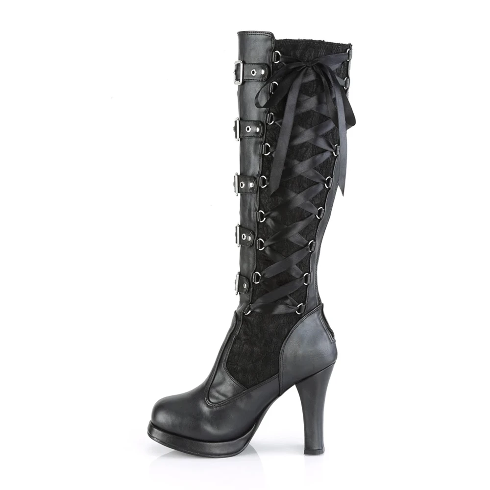 Femme Noir Bottes Hautes Demonia Crypto-106 - france NZN-2558733