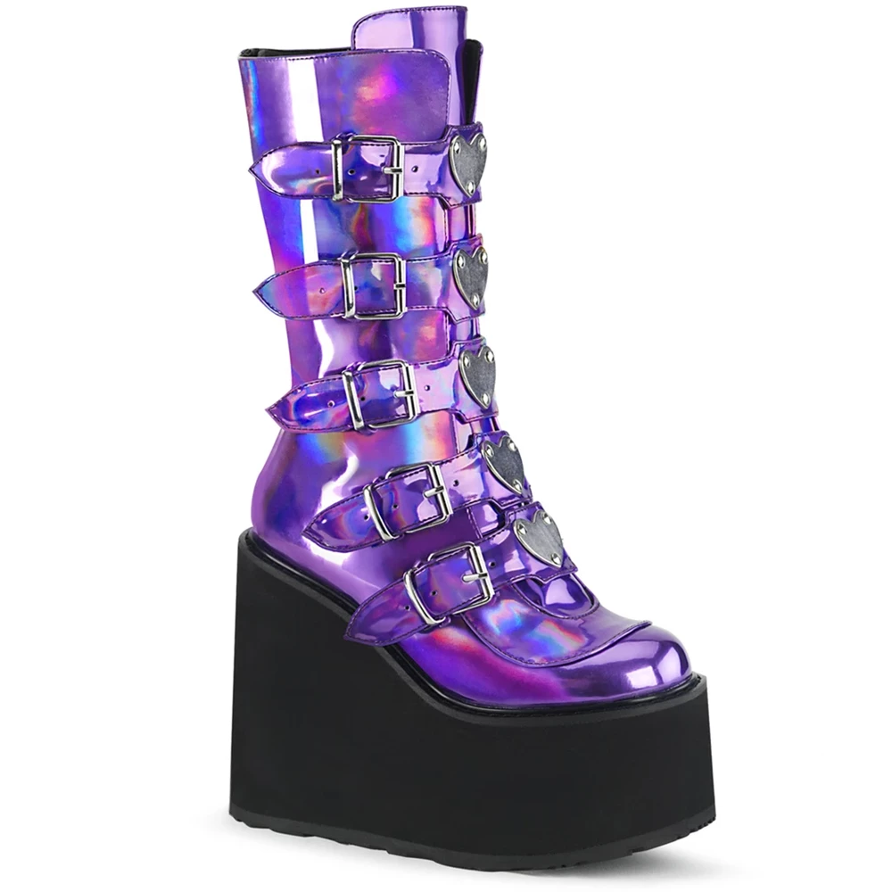 Femme Violette Bottes Hautes Demonia Swing-230 - france GOW-7114901