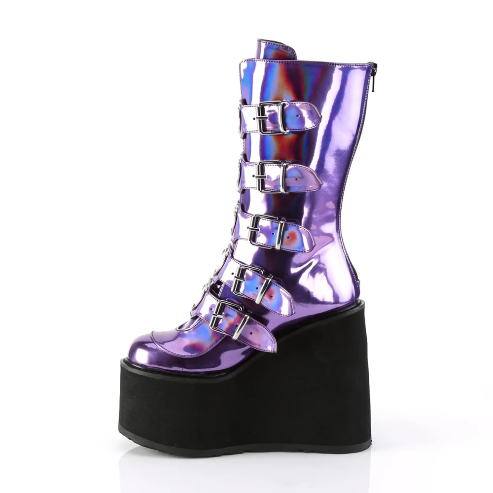 Femme Violette Bottes Hautes Demonia Swing-230 - france GOW-7114901