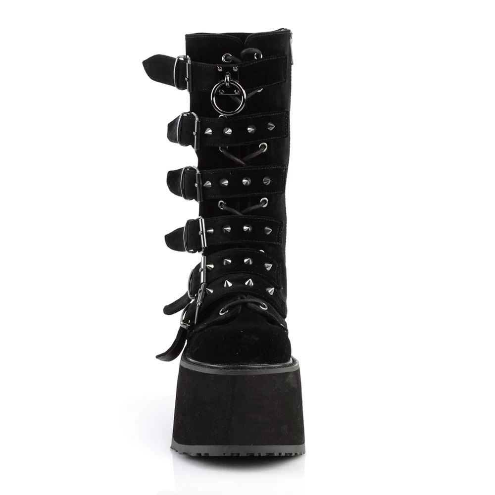 Femme Noir Bottes Hautes Demonia Damned-225 - france FMP-4475428