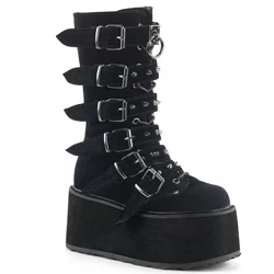 Femme Noir Bottes Hautes Demonia Damned-225 - france FMP-4475428