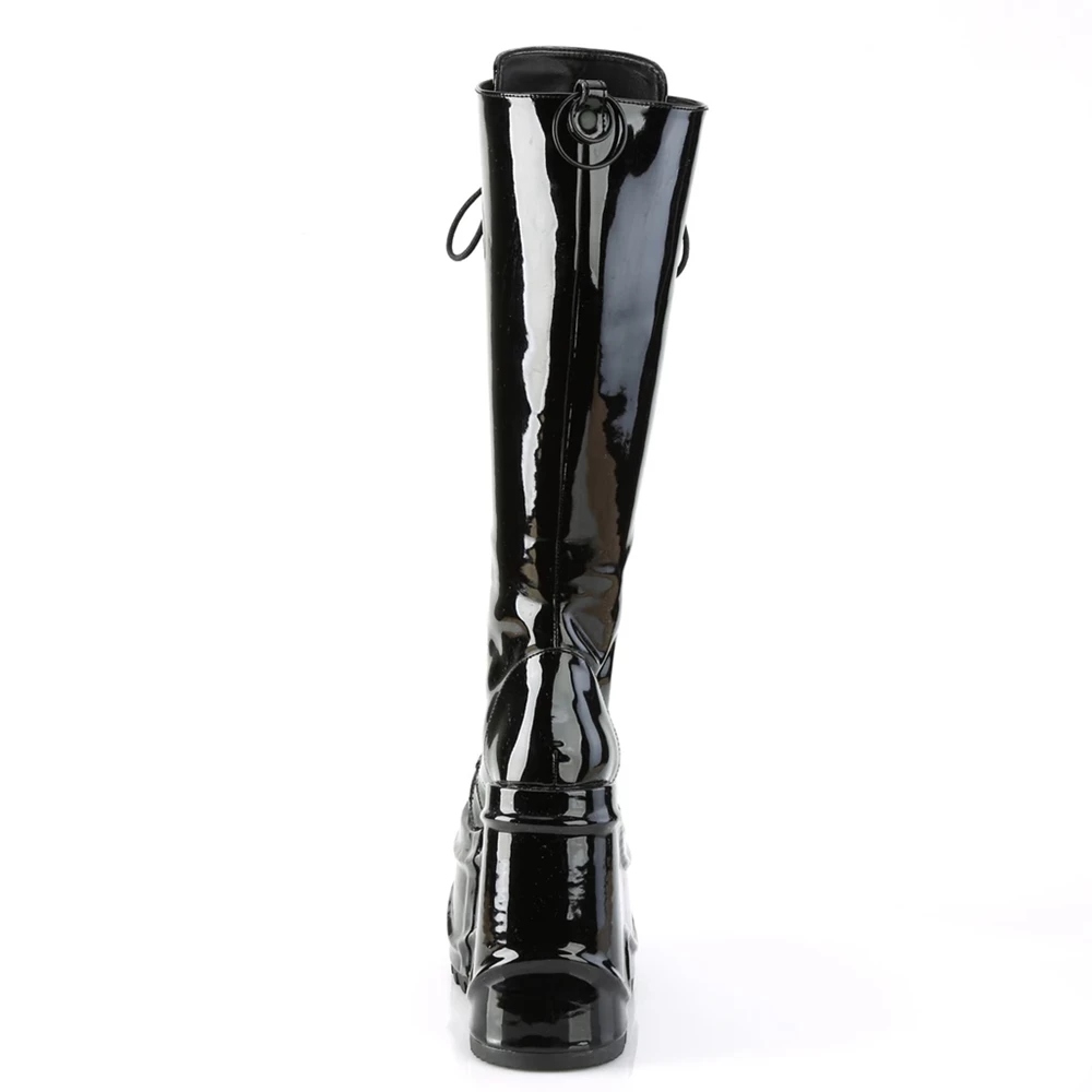 Femme Noir Bottes Hautes Demonia Wave-200 - france QMR-4927394