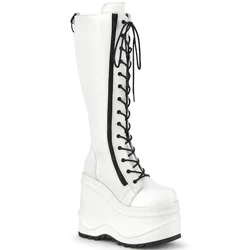 Femme Blanche Bottes Hautes Demonia Wave-200 - france HTR-6454157