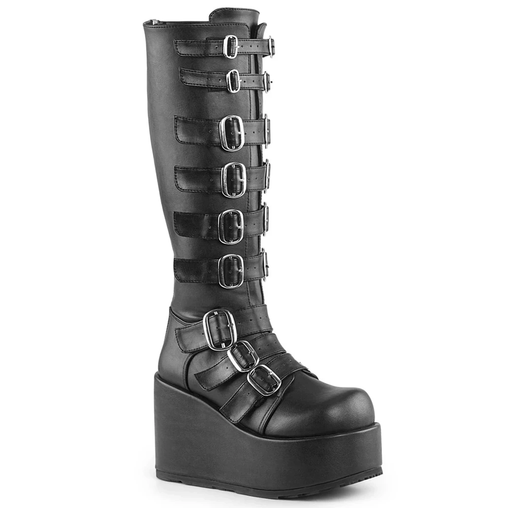 Femme Noir Bottes Hautes Demonia Concord-108 - france GVH-9799522