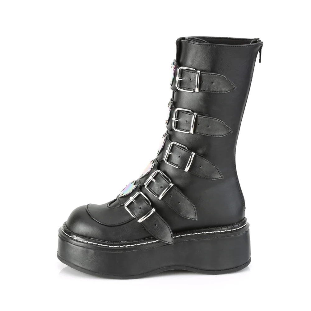 Femme Noir Bottes Hautes Demonia Emily-330 - france HZS-0876751