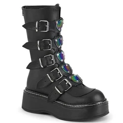 Femme Noir Bottes Hautes Demonia Emily-330 - france HZS-0876751