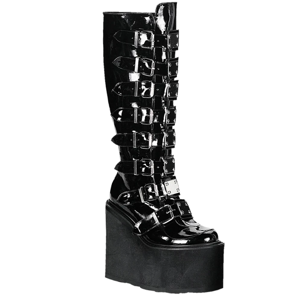 Femme Noir Bottes Hautes Demonia Swing-815 - france AMW-5924192