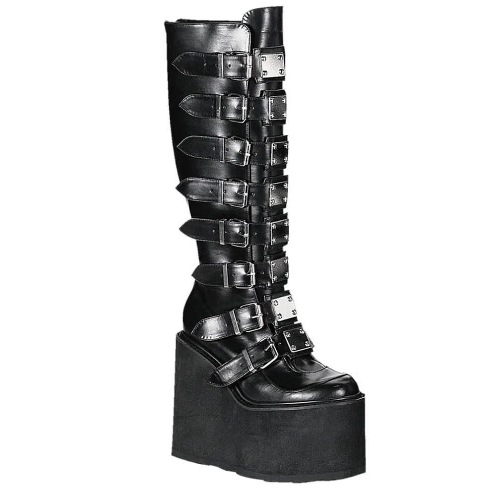 Femme Noir Bottes Hautes Demonia Swing-815 - france UQA-2095237