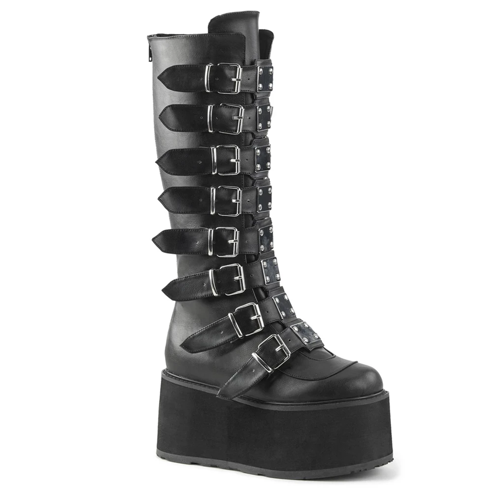 Femme Noir Bottes Hautes Demonia Damned-318 - france JKQ-0184014