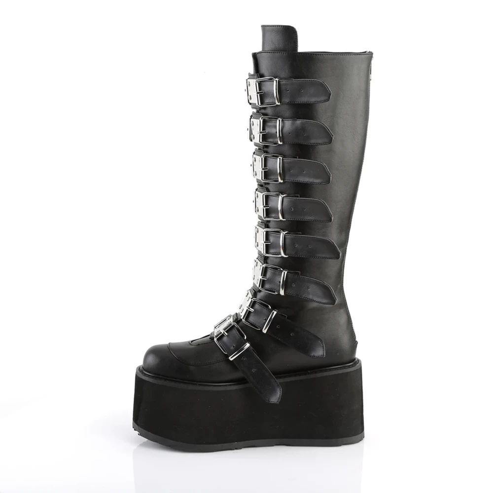 Femme Noir Bottes Hautes Demonia Damned-318 - france JKQ-0184014