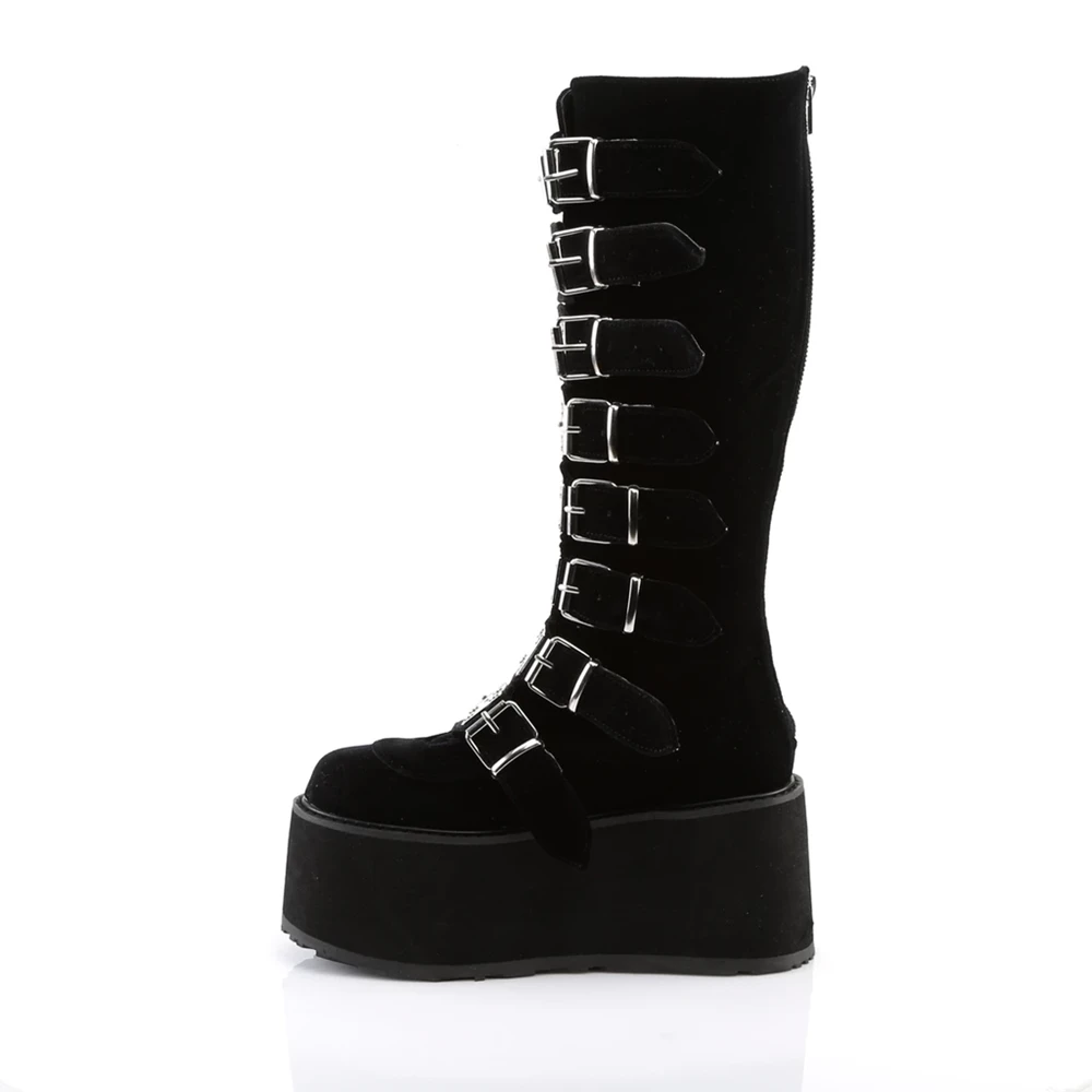 Femme Noir Bottes Hautes Demonia Damned-318 - france KBS-5278676