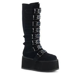 Femme Noir Bottes Hautes Demonia Damned-318 - france KBS-5278676