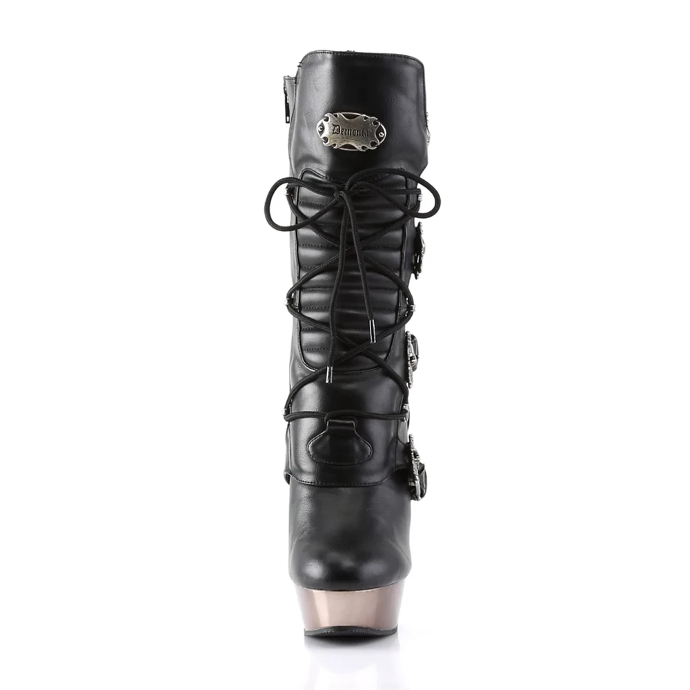 Femme Noir Bottes Hautes Demonia Muerto-1026 - france HRY-6657698