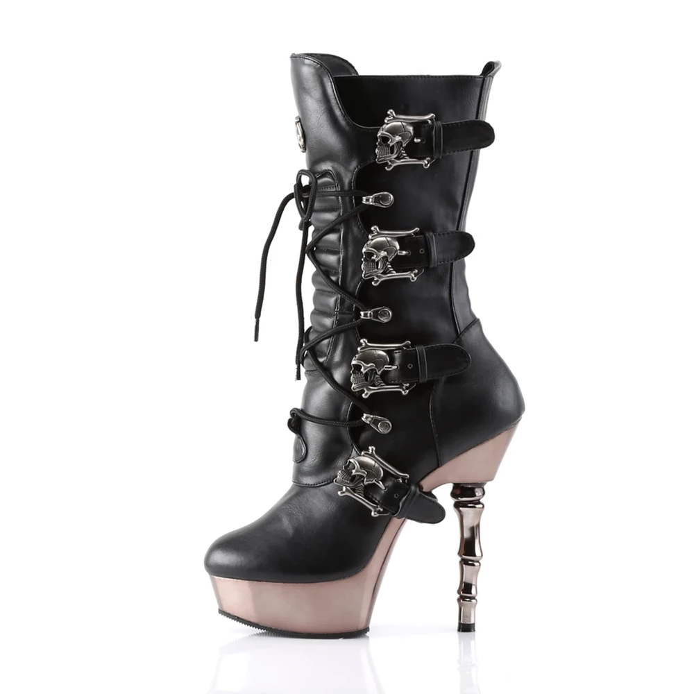 Femme Noir Bottes Hautes Demonia Muerto-1026 - france HRY-6657698