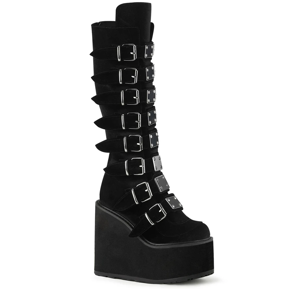 Femme Noir Bottes Hautes Demonia Swing-815 - france ARW-1089375