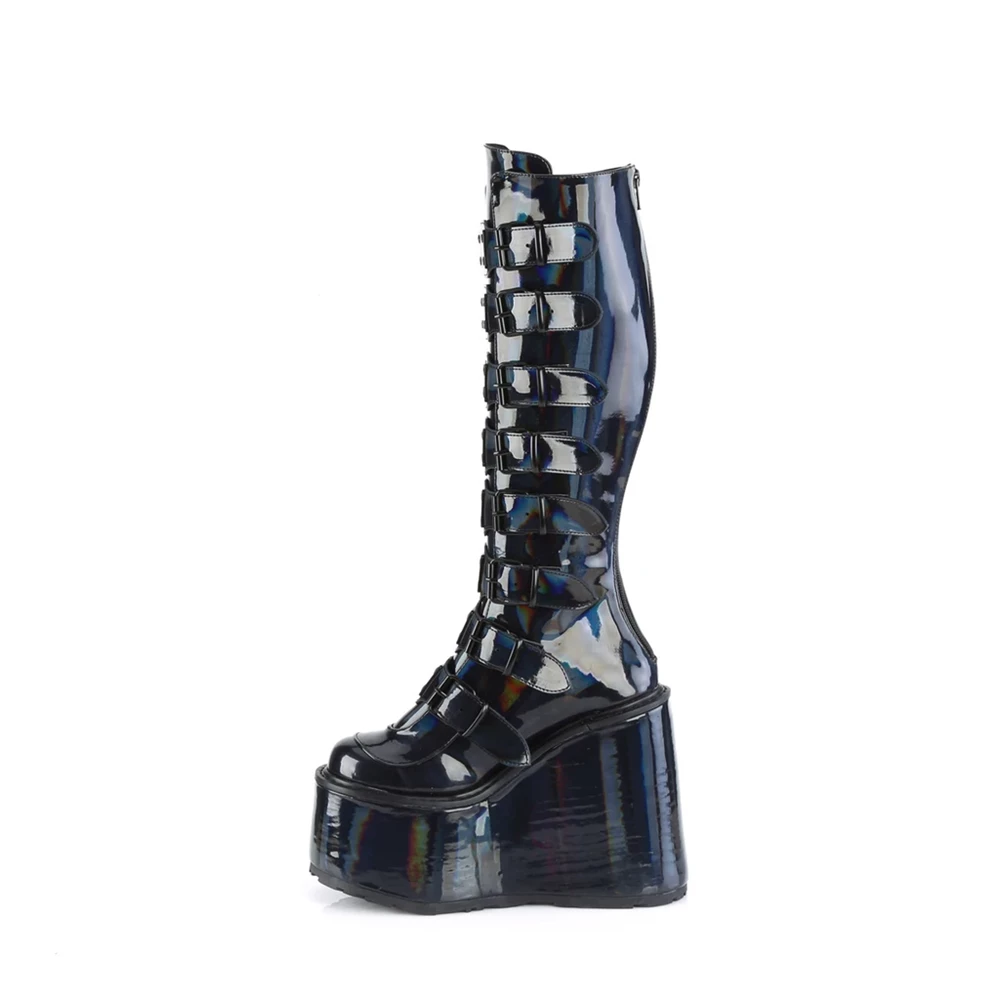 Femme Noir Bottes Hautes Demonia Swing-815 - france ZBR-0058618