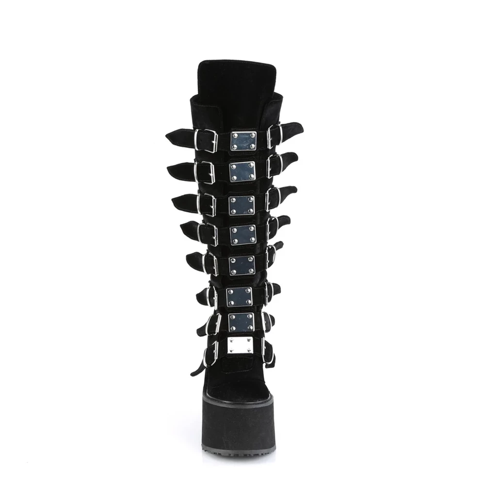 Femme Noir Bottes Hautes Demonia Swing-815 - france ARW-1089375