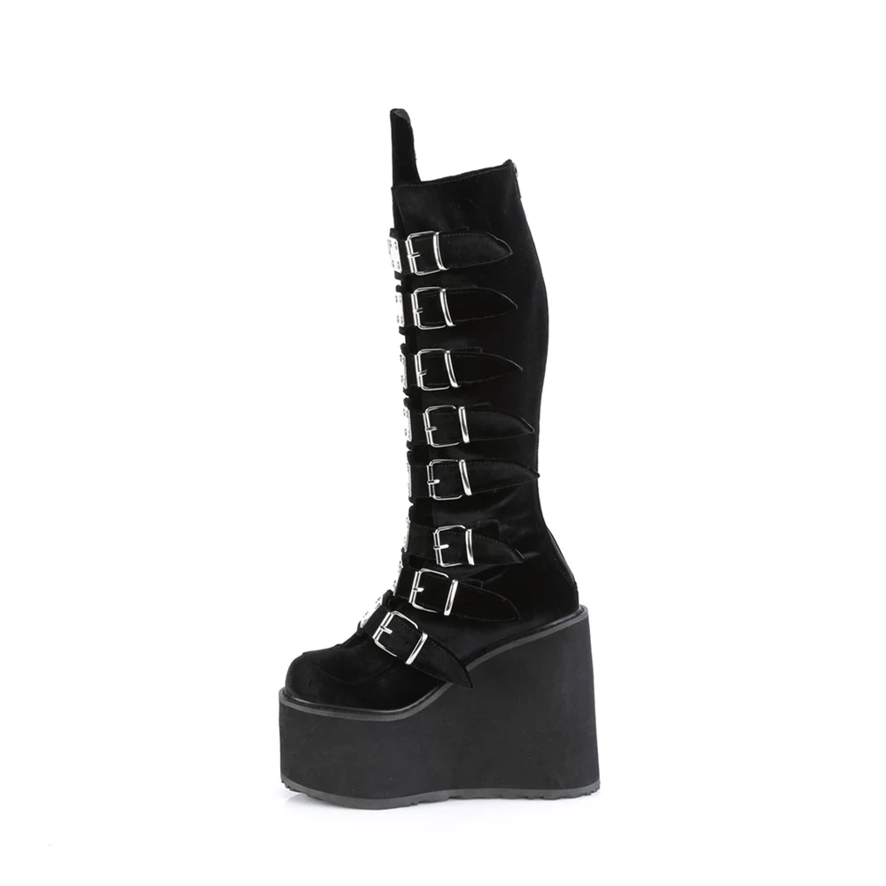 Femme Noir Bottes Hautes Demonia Swing-815 - france ARW-1089375