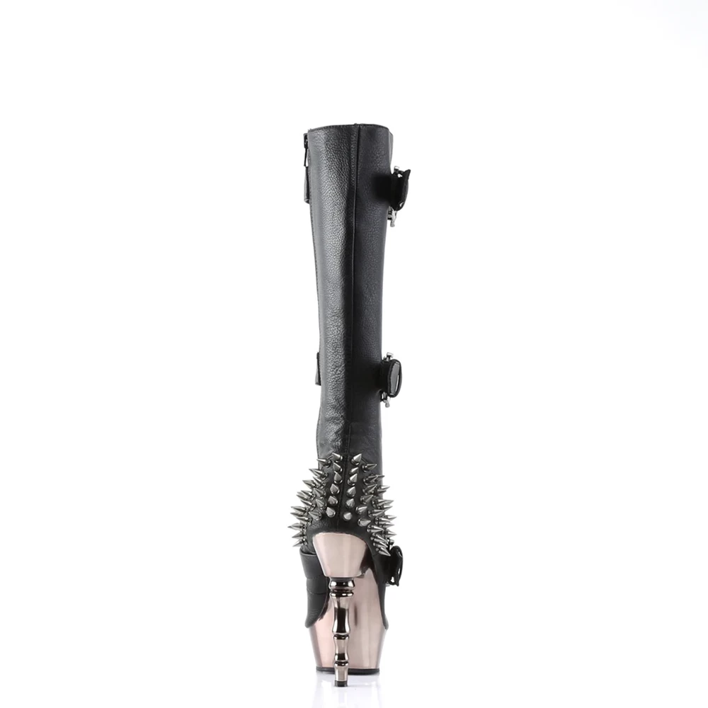 Femme Noir Bottes Hautes Demonia Muerto-2028 - france ECV-9998264