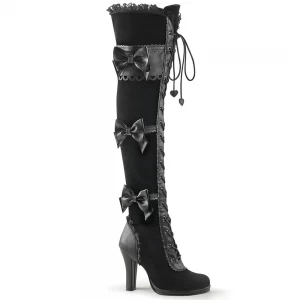 Femme Noir Cuissardes Demonia Glam-300 - france VPY-7789914