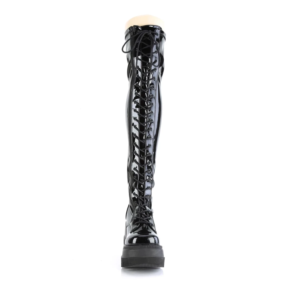 Femme Noir Cuissardes Demonia Shaker-374 - france YYO-8395533