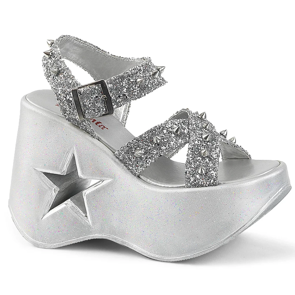 Femme Argent Chaussures Plateforme Demonia Dynamite-02 - france SOZ-0467800