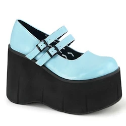 Femme Bleu Chaussures Plateforme Demonia Kera-08 - france FWD-4096734