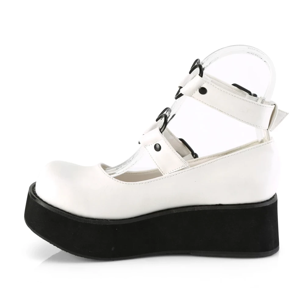 Femme Blanche Chaussures Plateforme Demonia Sprite-02 - france RGU-2505064