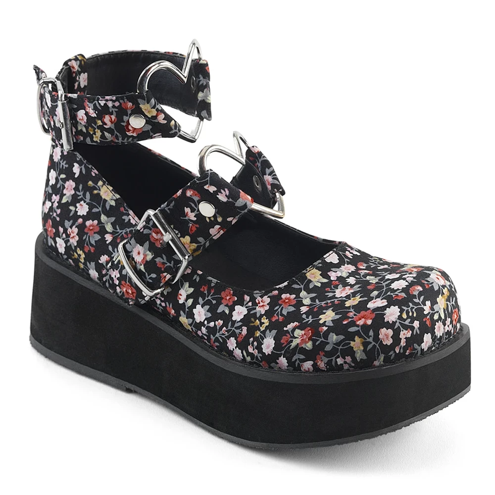 Femme Floral Chaussures Plateforme Demonia Sprite-02 - france SLB-0949937