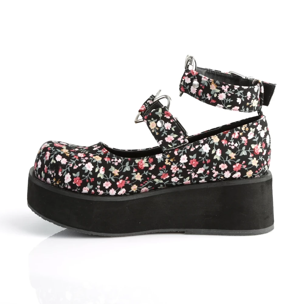 Femme Floral Chaussures Plateforme Demonia Sprite-02 - france SLB-0949937